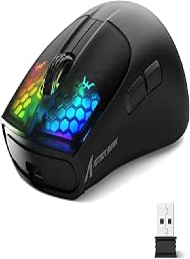 ATTACK SHARK X5 Wireless Gaming Mouse with Tri-Modes BT 5.1/2.4Ghz/USB-C,Lightweight 49g,PAW3212 Optical Sensor,Rechargeable Battery,RGB LED Computer Mouse for PC/Tablet/Desktop/Office/Games-Black
